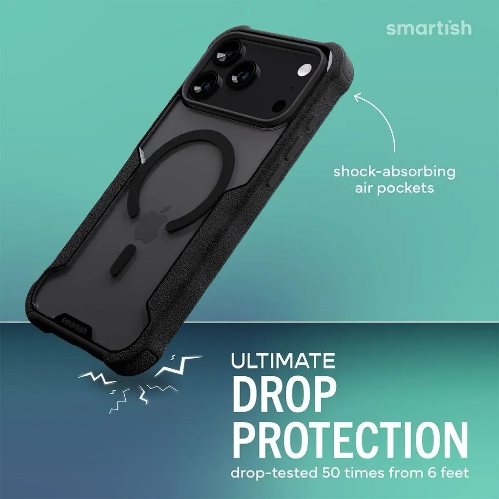 Smartish Gripzilla iPhone 17 Pro Max MagSafe Case Clearly Black Rugged New